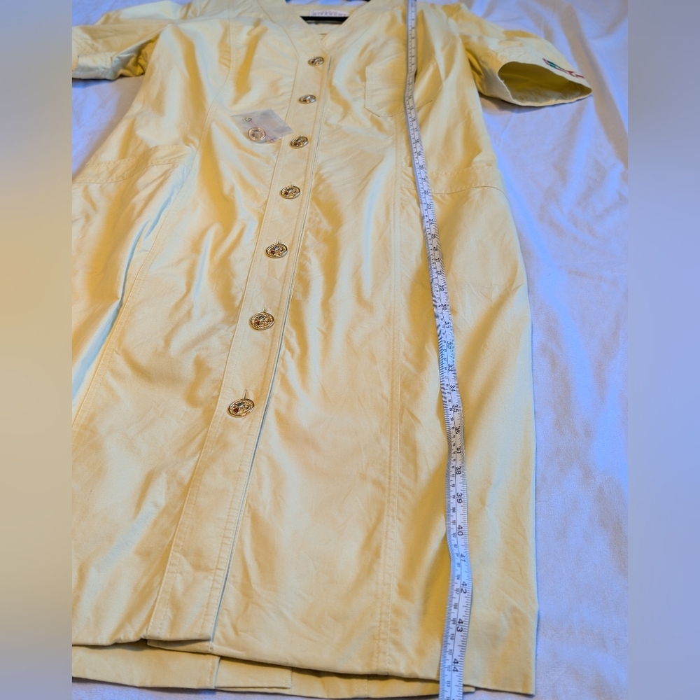 Vintage Givenchy En Plus Butter Yellow Safari Utility Midi Shirt Dress 12W - Picture 4 of 13